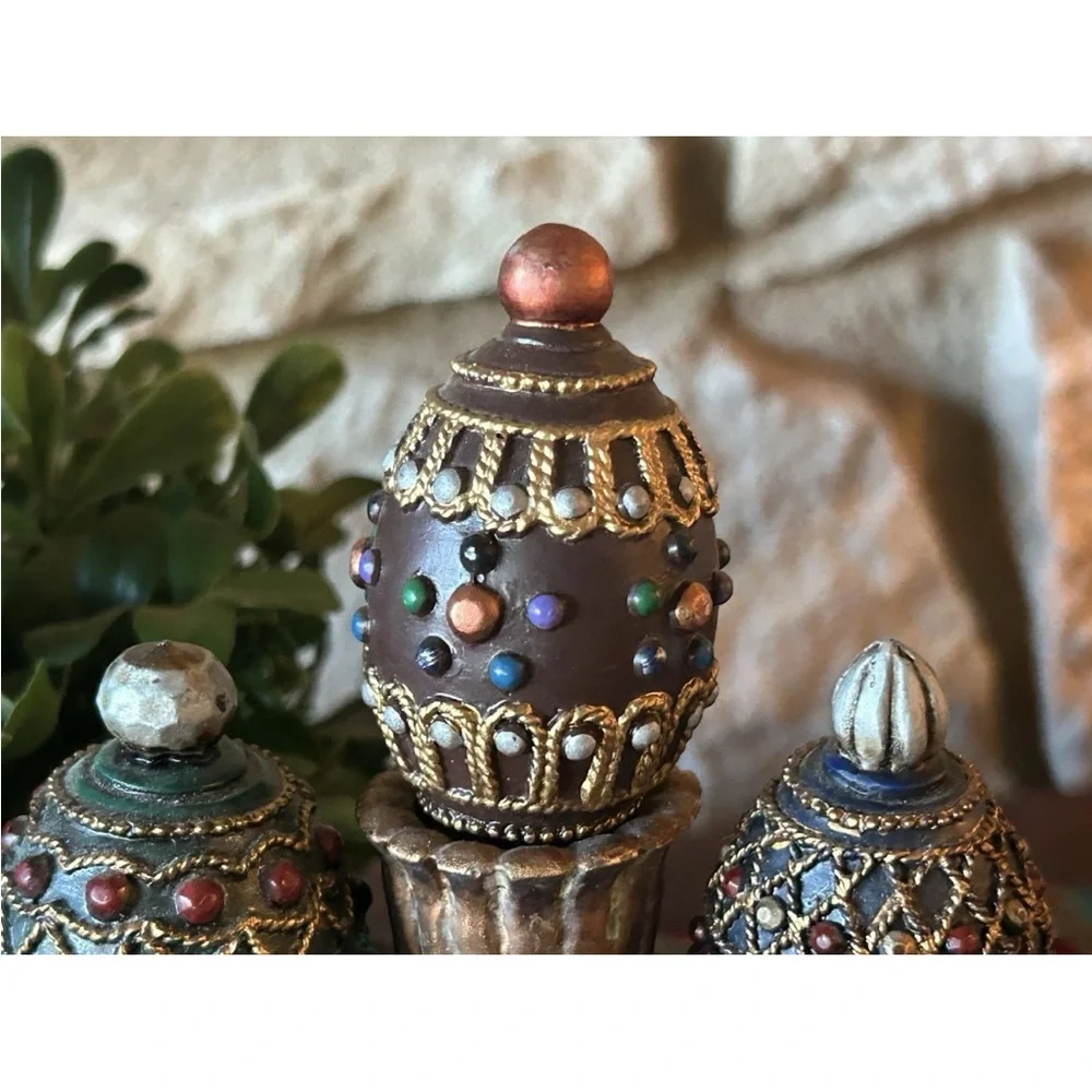 Egg Shaped Moroccan‎ Style Wine Bottle Stoppers Cork Set w/ Holder Unique